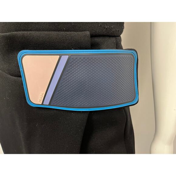 PRADA Black Neoprene Cotton Wrap Rubber Logo Patch Knee Length Skirt 40 US 4 - Picture 4 of 7